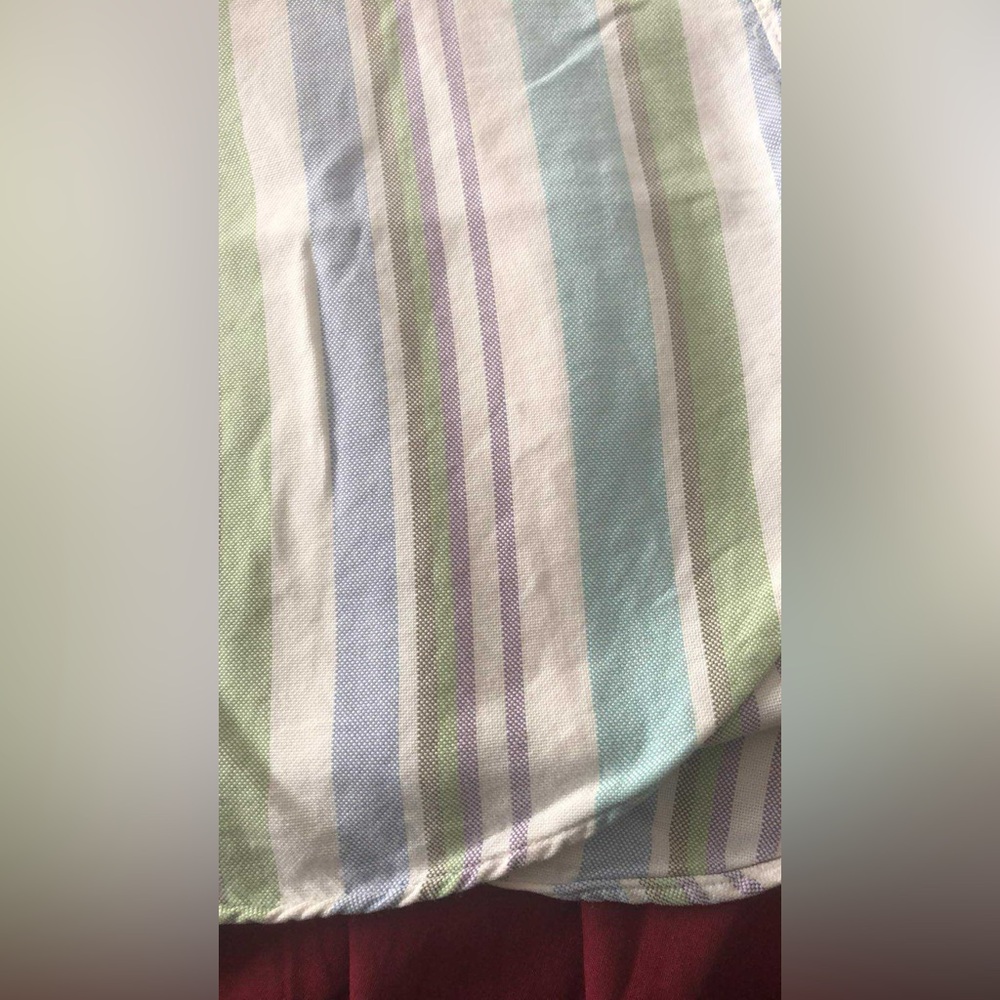 LL Bean Striped Colorful Summer Pastel Striped Shirt Short Sleeve - Picture 10 of 10